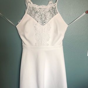 Bright white with lace details mini dress